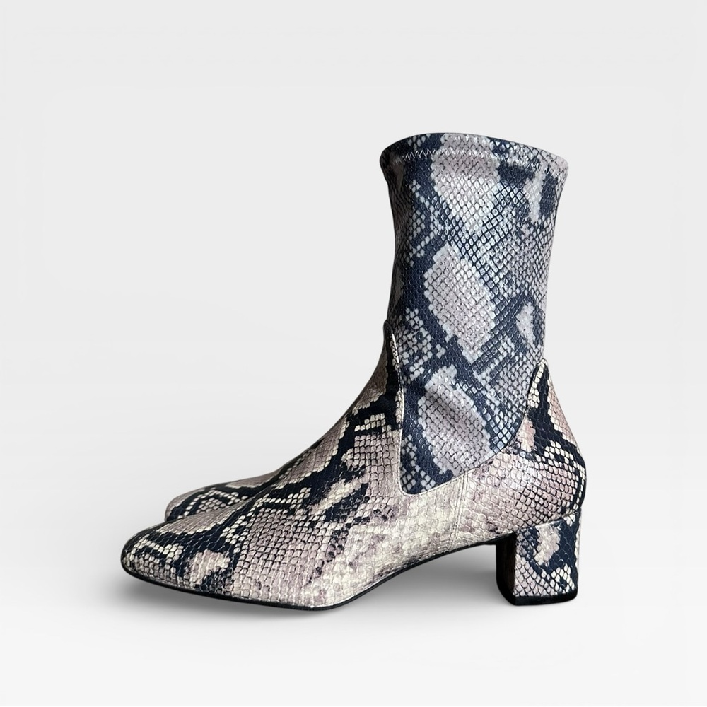 Stuart Weitzman Ernestine Python Print Sock Booti… - image 2